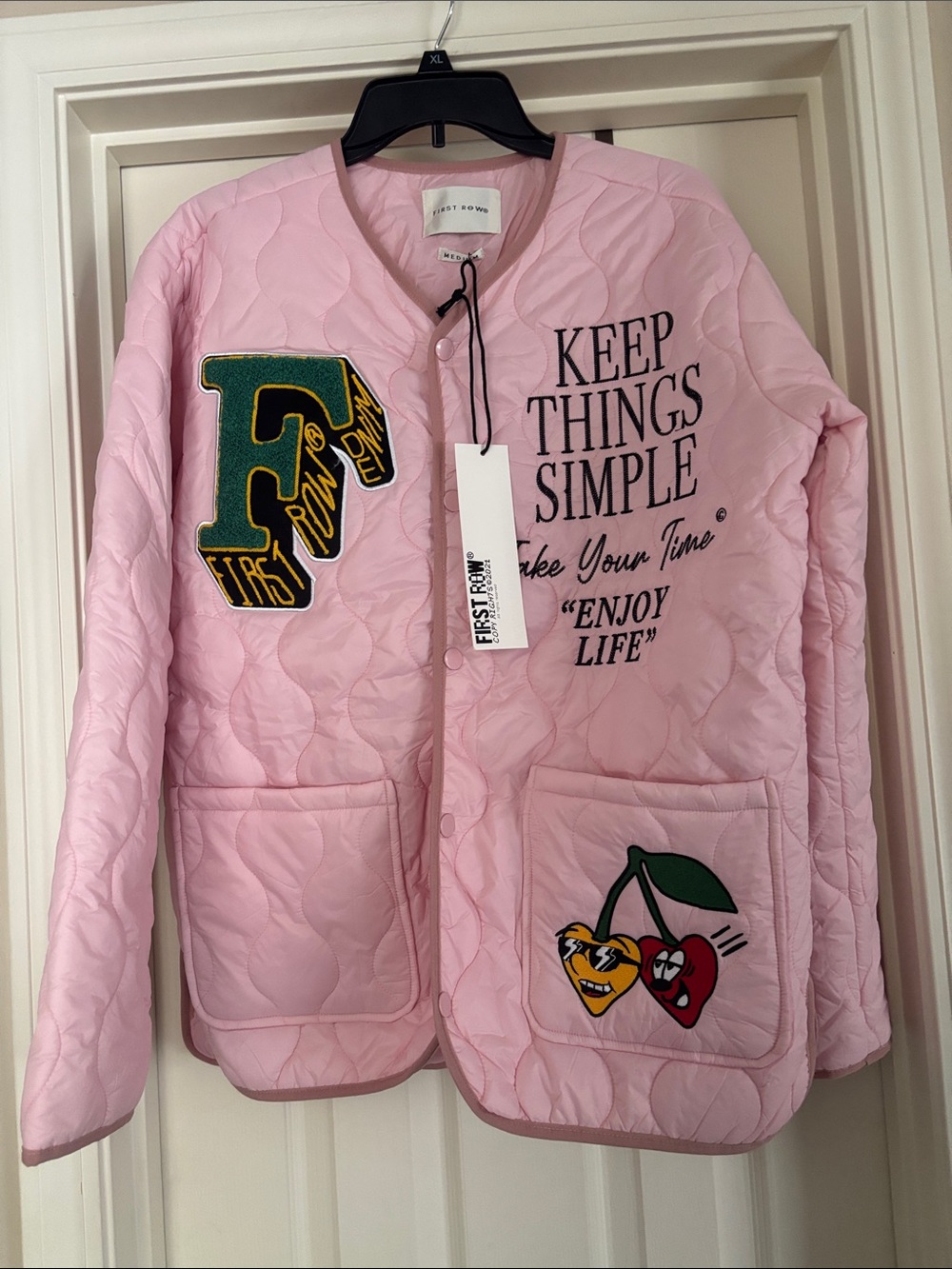 NWT First Row Pink Quilted Jacket - Keep Things Simple medium